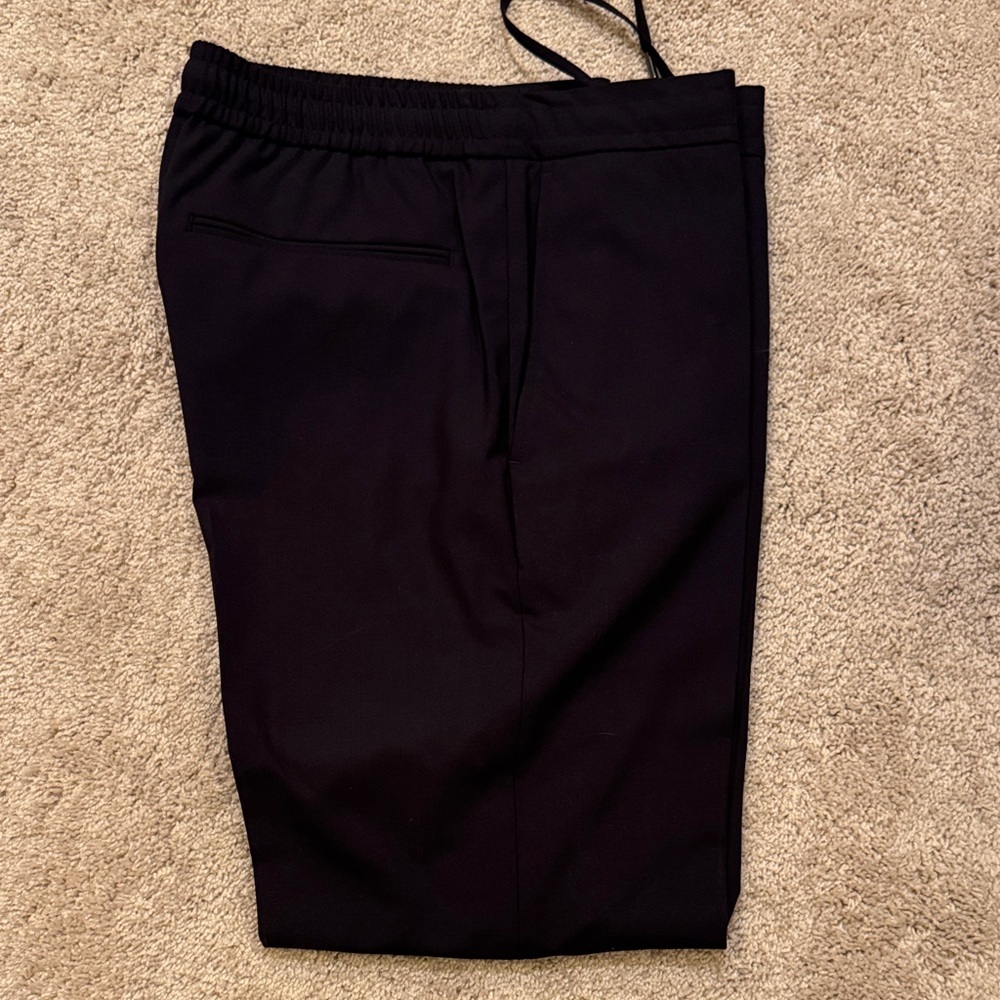 Theory Slim Navy Elastic Dress Pants 32 98% Wool